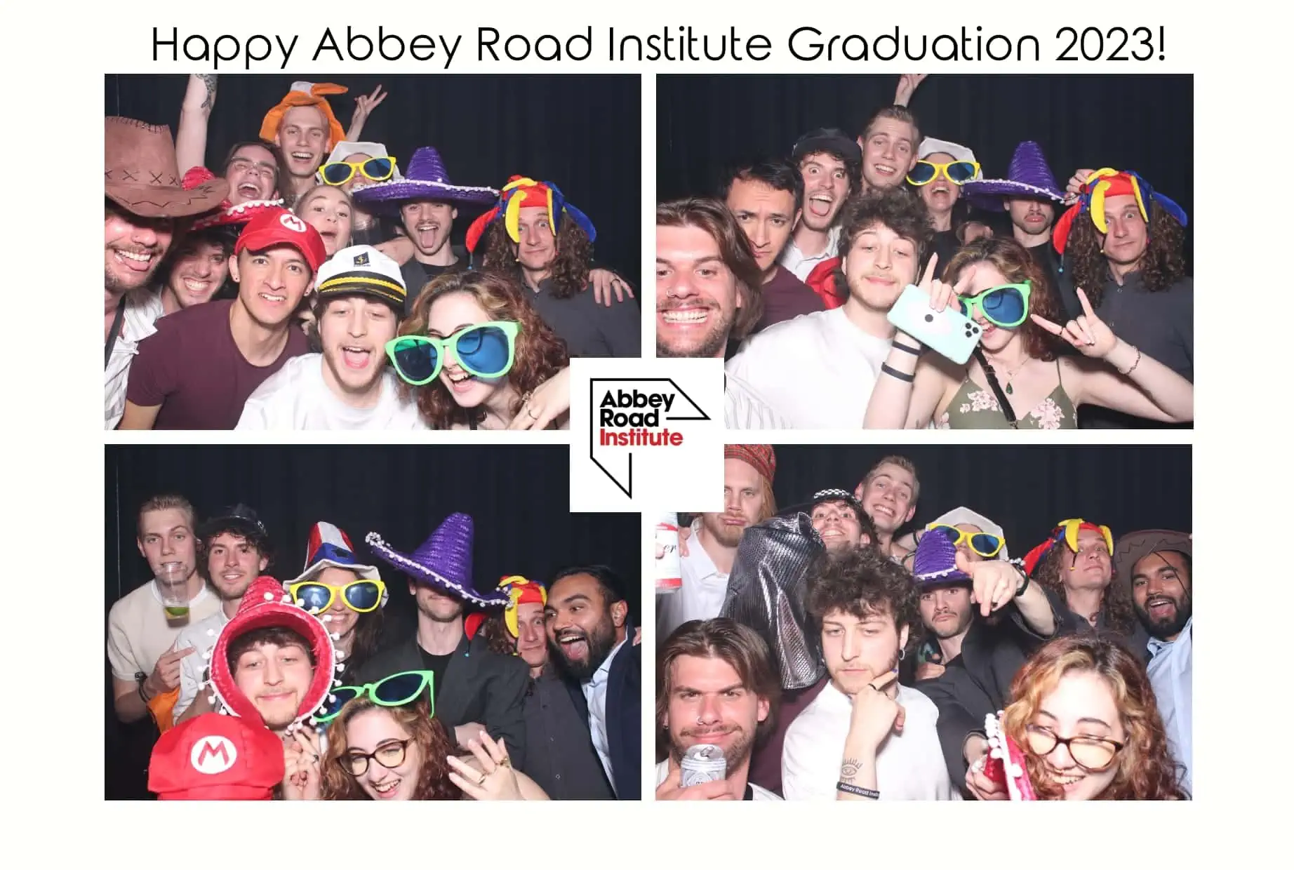 Photobooth pictures of the Graduation Party at the Egg