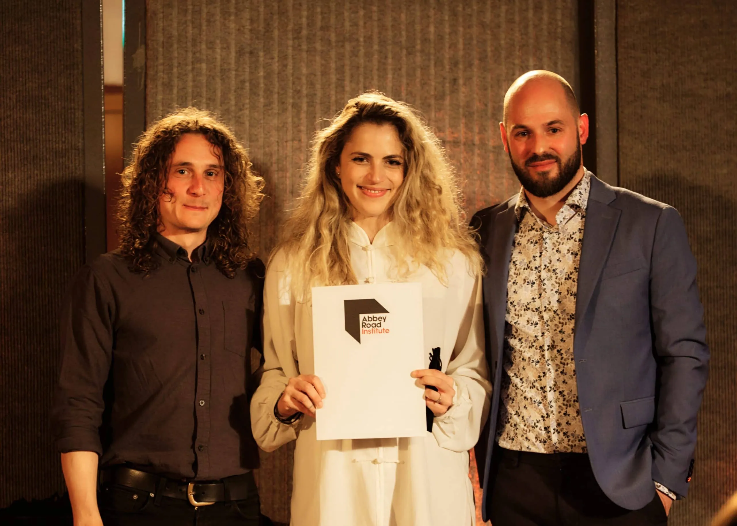 Laura "Olympe" Marzullo receiving her well deserved diploma at Abbey Road Studios