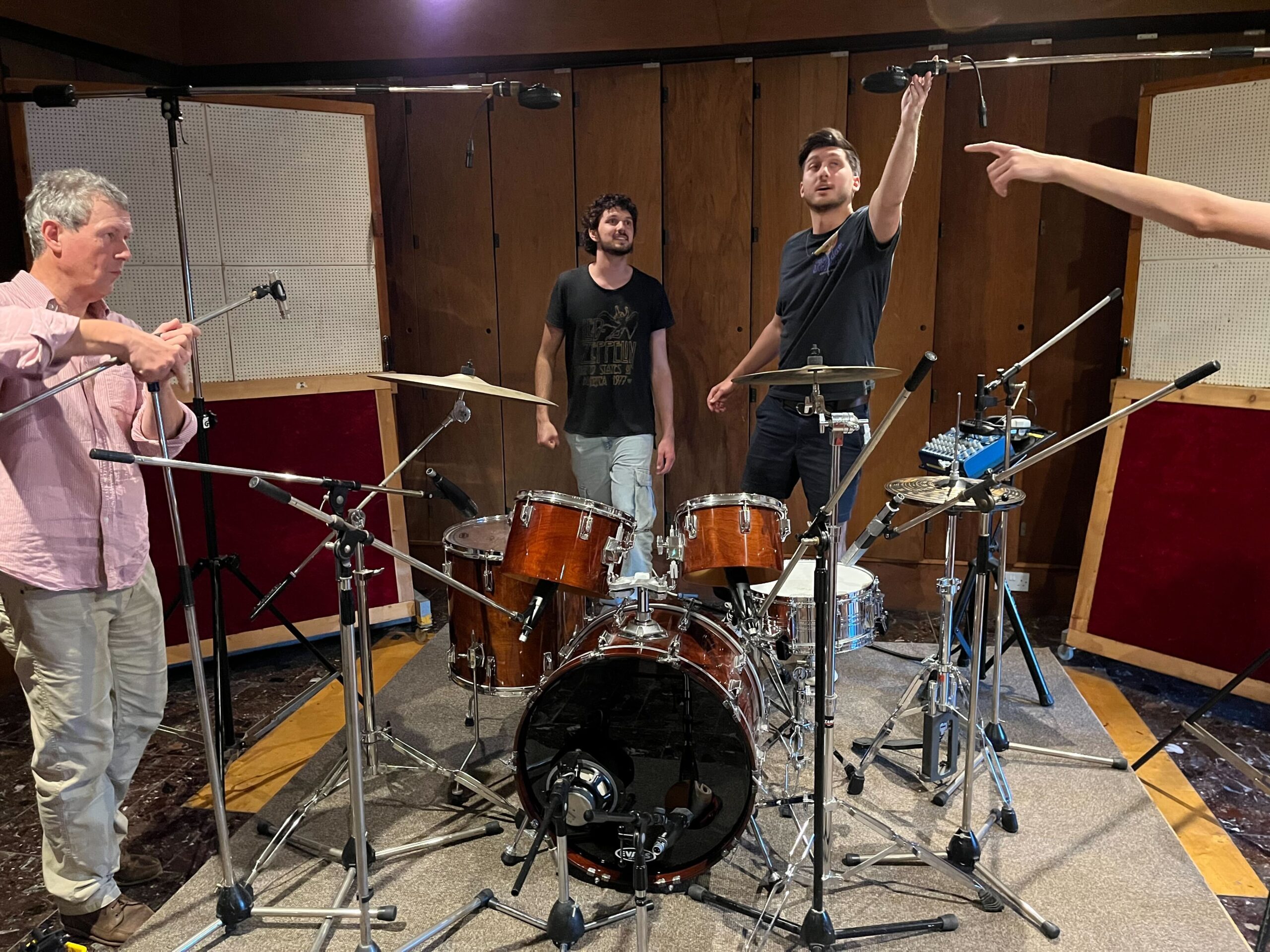 Recording drums with Matt Butler at Rockfield