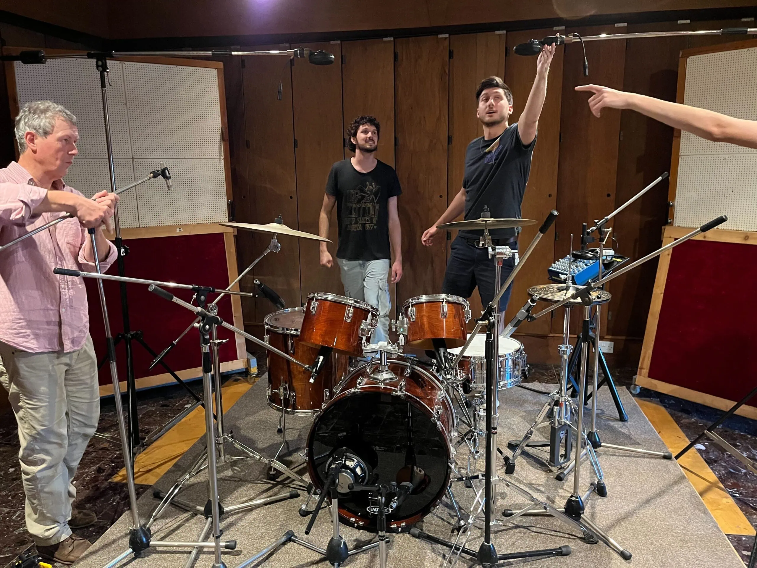 Recording drums with Matt Butler at Rockfield