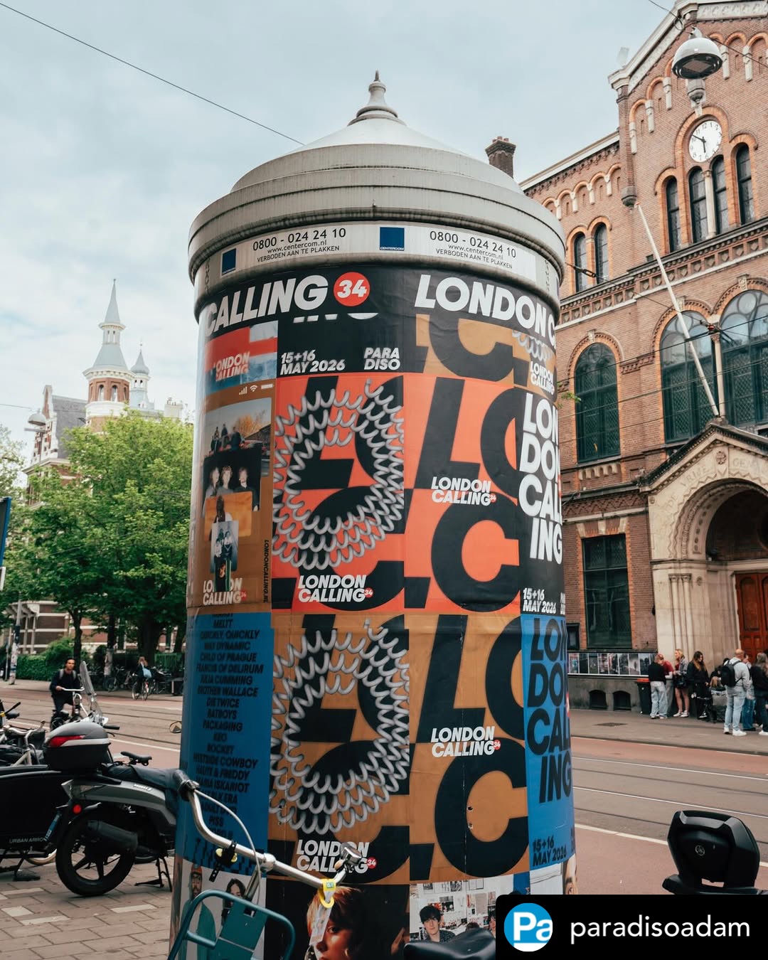 London Calling 2026 poster in front of the Paradiso Venue Amsterdam