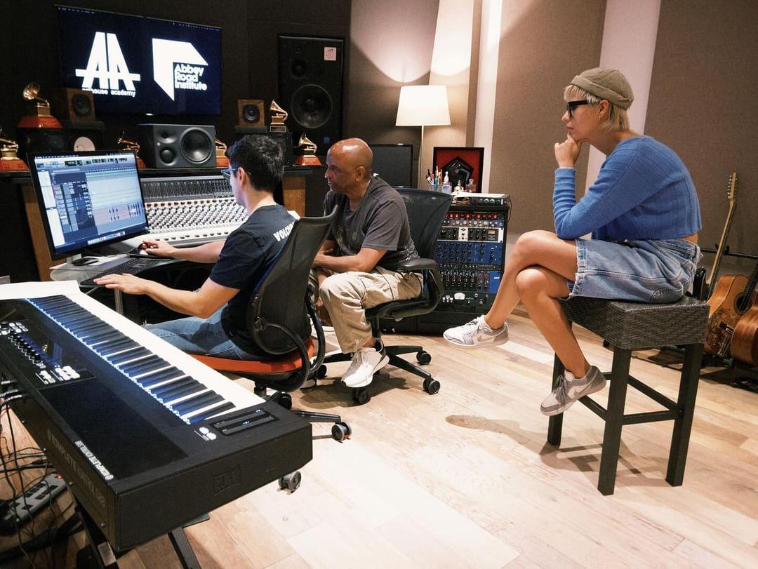 Santiago Borja, Sergio George in the studio for Annasofia recording